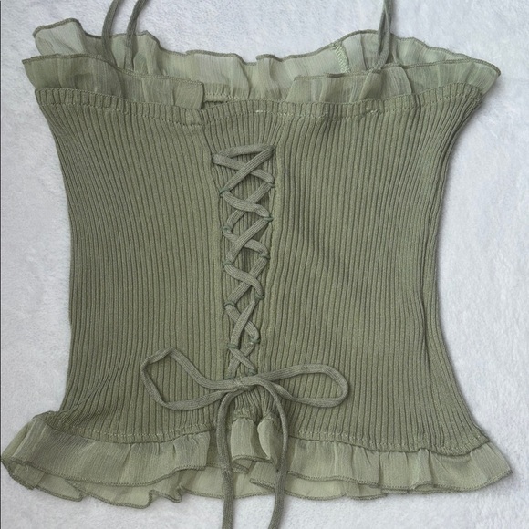 Olive Green Ribbed Camisole Top - Picture 7 of 12